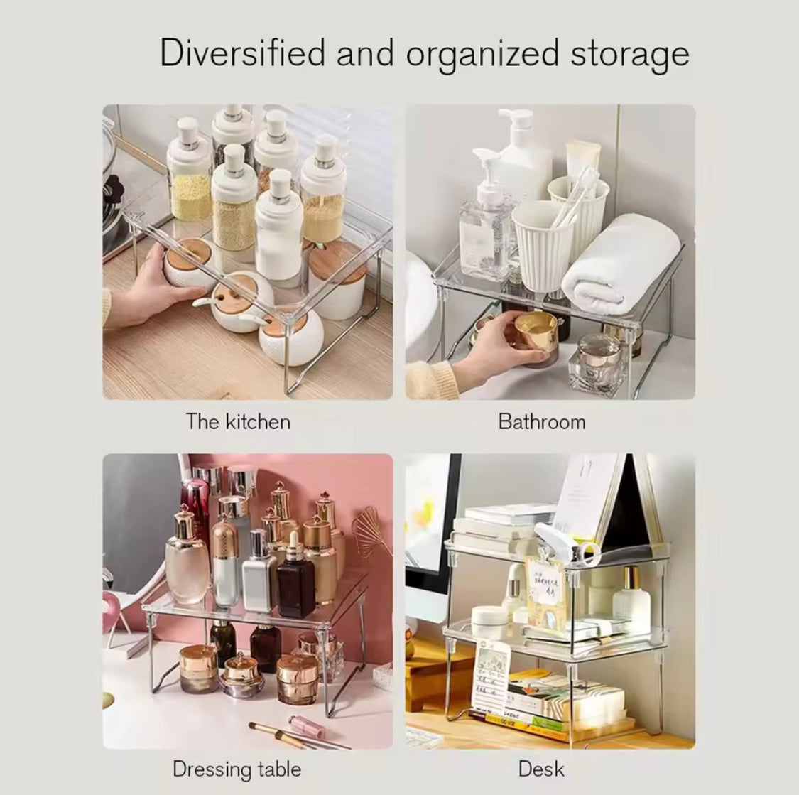 Transparent Desktop Organizer Kitchen Shelf, Acrylic Makeup Rack, Acrylic Organizer For Spice Jars and Cups, Multifunctional Storage Rack Home Organizer Transparent Desktop Organizer Kitchen Shelf, Acrylic Makeup Rack, Acrylic Organizer For Spice Jars and Cups, Multifunctional Storage Rack Home Organizer